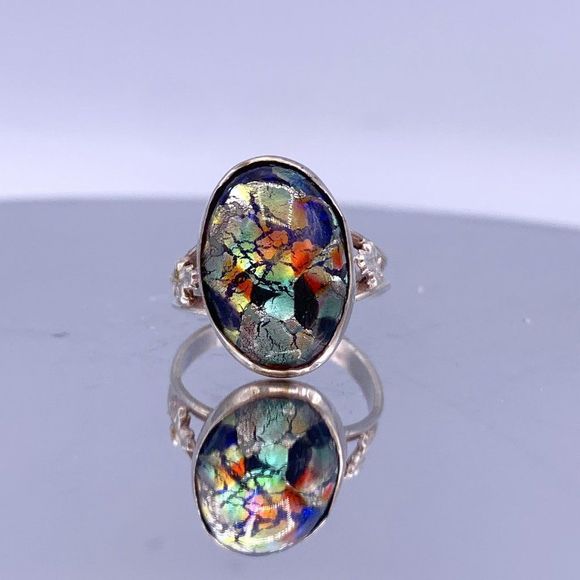 Vintage Sterling Silver Resin Ring - Picture 1 of 2